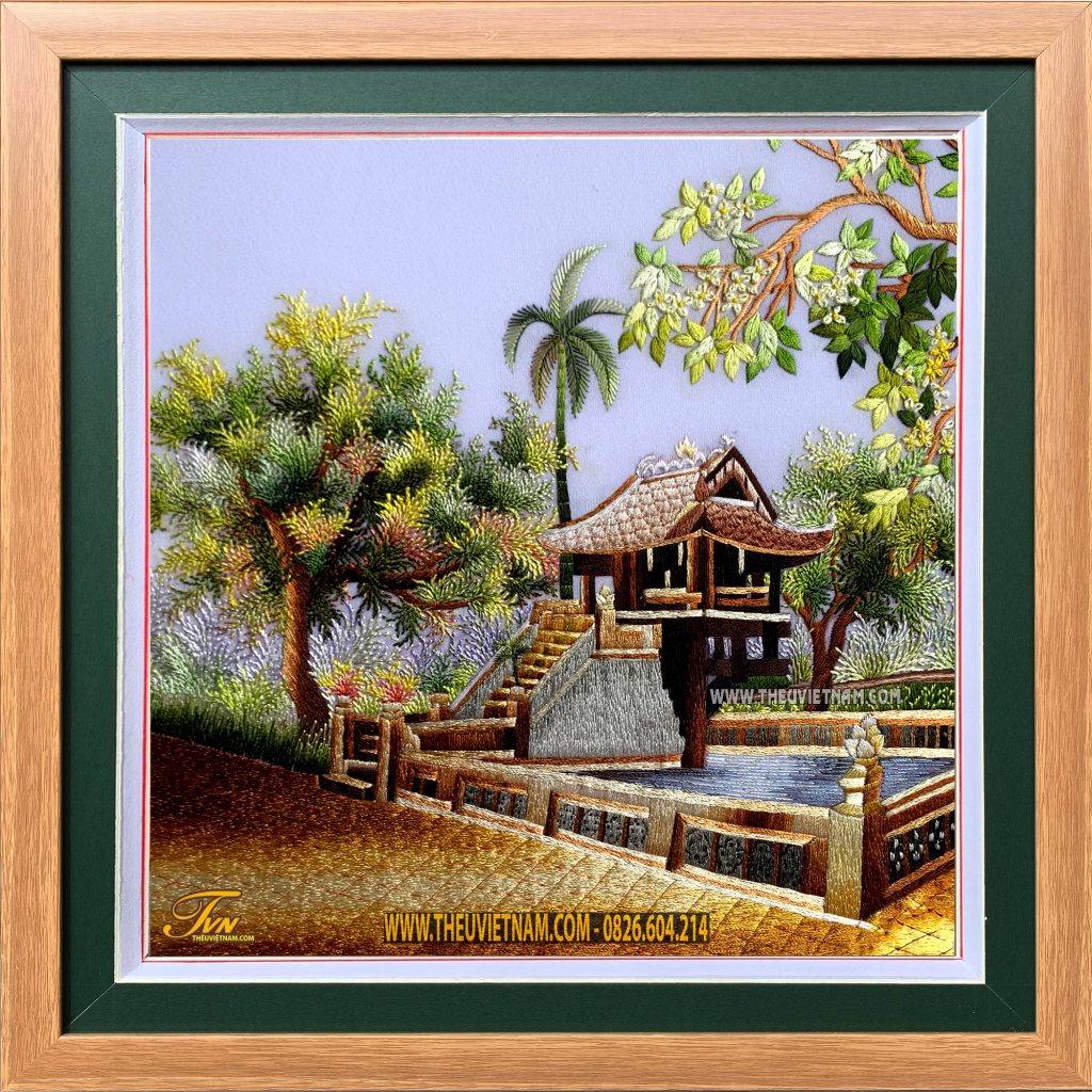 Tranh thêu Chùa Một Cột - CMC02