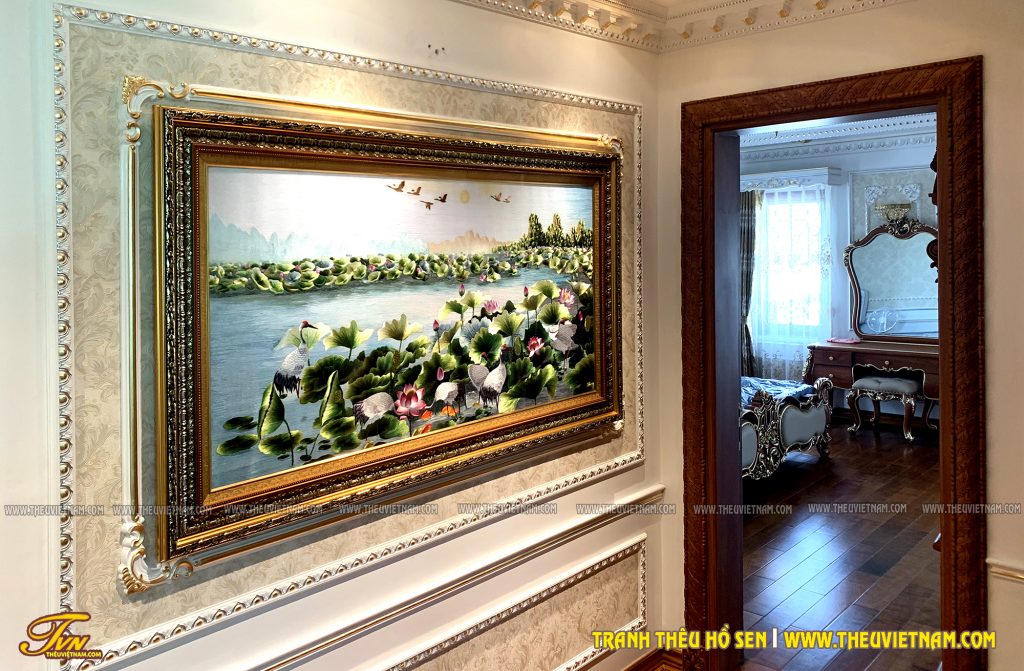 tranh theu ho sen THEUVIETNAM