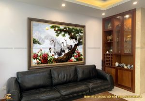 Tranh thêu Tùng Hạc Diên Niên, bức tranh phong thủy ý nghĩa 2 tranh theu tung hac dien nien 02 THEUVIETNAM