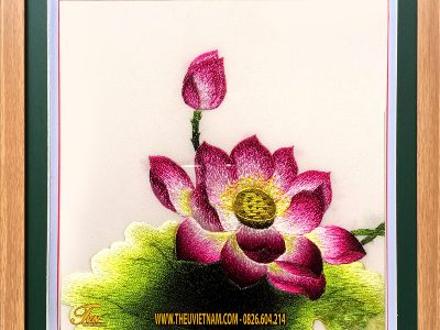 Tranh thêu hoa sen - HSLN16