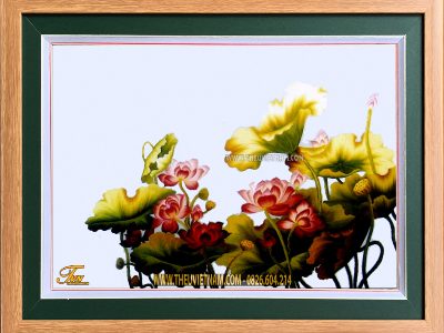 Tranh thêu hoa sen - HSLN19