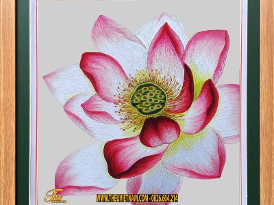 Tranh thêu hoa sen - HSLN22