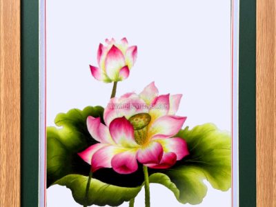 Tranh thêu hoa sen - HSLN24