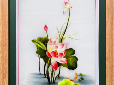 Tranh thêu hoa sen - HSLN25