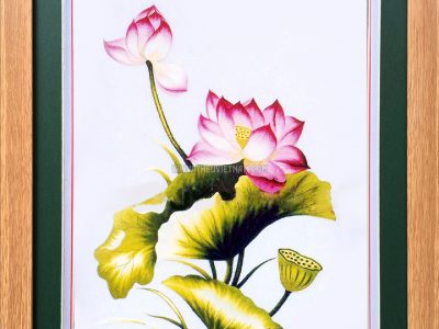 Tranh thêu hoa sen - HSLN26