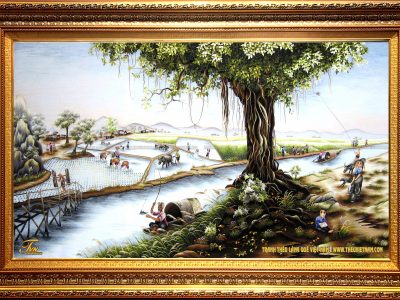 Tranh thêu HƯƠNG VỊ QUÊ HƯƠNG