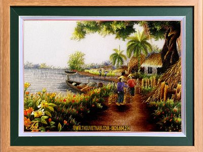 Tranh thêu làng quê Việt Nam – LQVNLN27