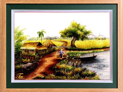 Tranh thêu làng quê Việt Nam - LQVNLN28